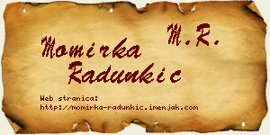 Momirka Radunkić vizit kartica